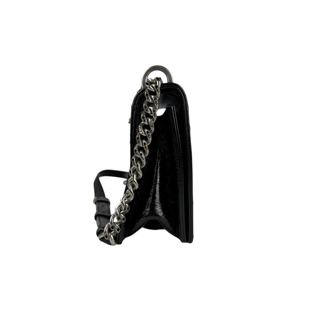 Dior ama leather black Christian  shoulder Patent Vernis silver bag Black Silver